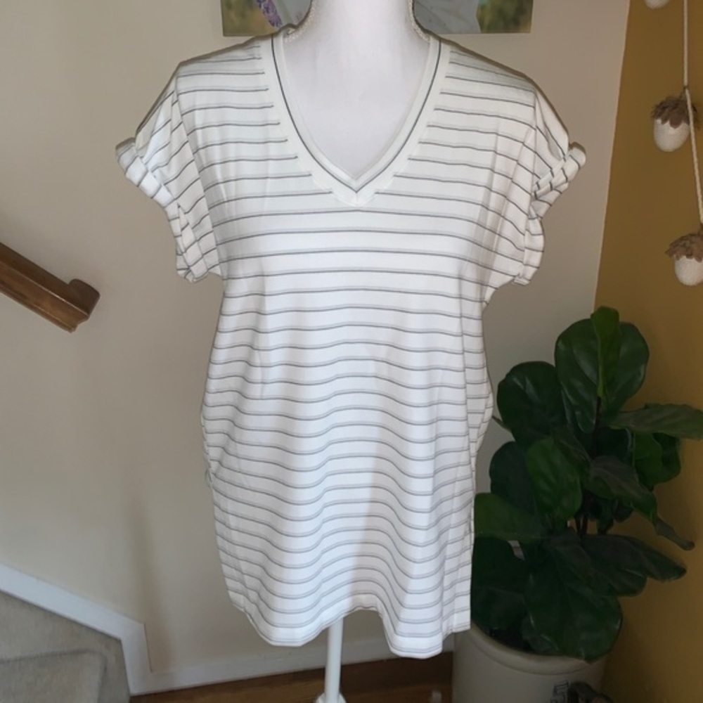 Ellison white striped terry knit tunic top‎ size S